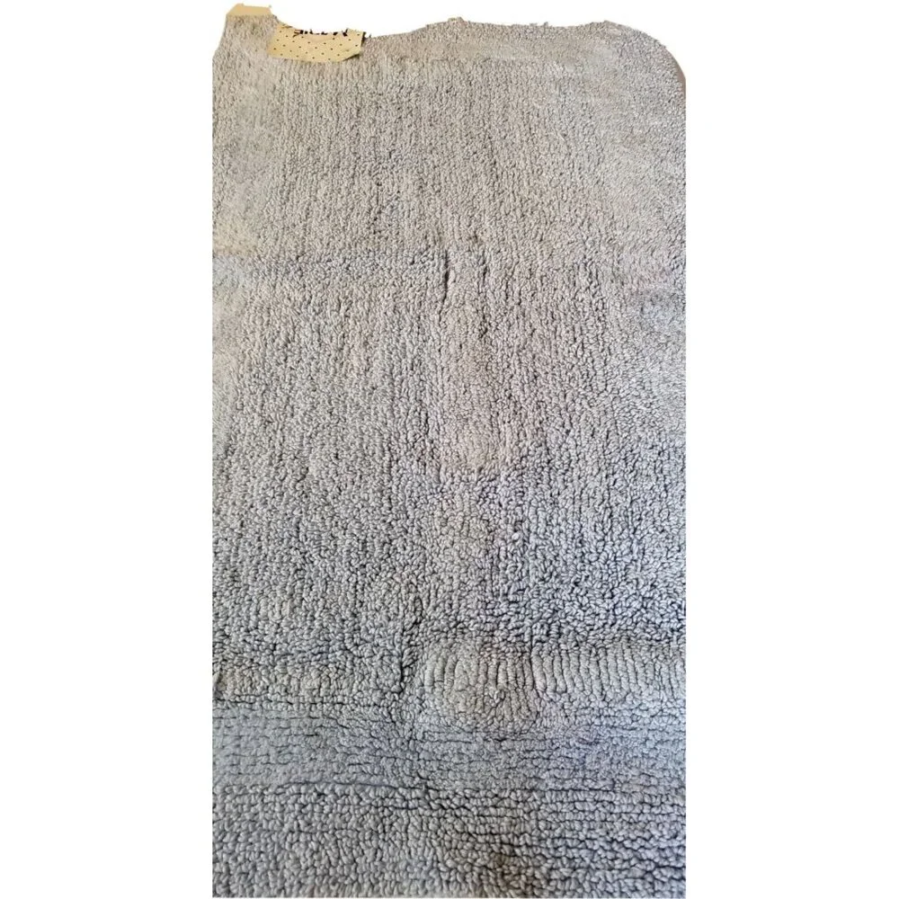 Vintage 80s Bathroom Mat Rug Heavy Cotton Washable Made in USA Blue - Picture 7 of 9